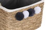 DKD Home Decor Set de 2 Cestas de Fibra y Algodón con Pompon con Colores Natural, Gris Oscuro y Blanco