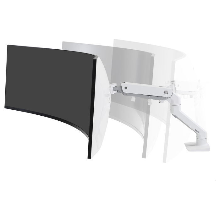 Ergotron HX 45-647-216 Brazo Monitor Escritorio con Pivote HD, Blanco, hasta 49" y 19.1 kg, Montaje 100x100 mm, Ajuste de Altura e Inclinación