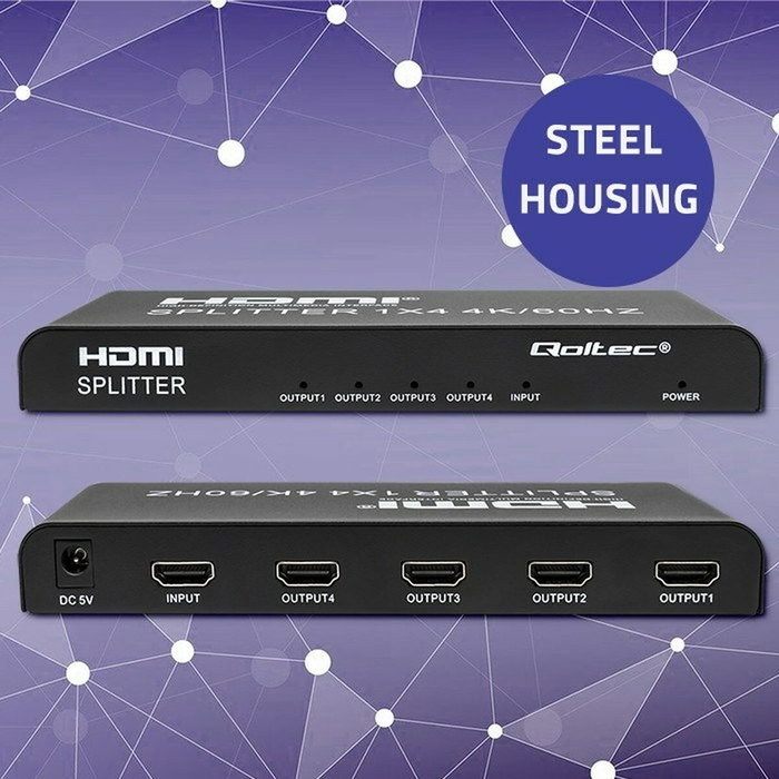 Qoltec 51799 divisor hdmi activo 4 x hdmi 4k x 2k 6gb/s 60hz Qoltec 51799 divisor hdmi activo 4 x hdmi 4k x 2k 6gb/s 60hz