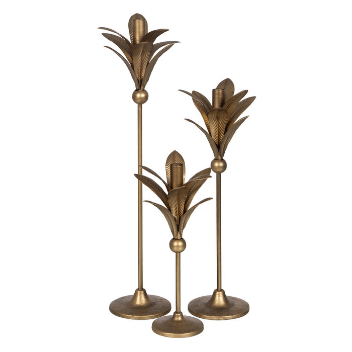 Portavelas Oro Metal Decoración 15 X 15 X 54 cm