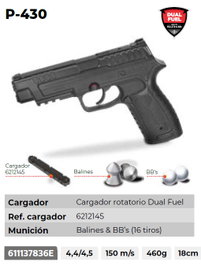 GAMO Pistola CO2 Mod. P 430 con Tarjeta Calibre 4,5mm