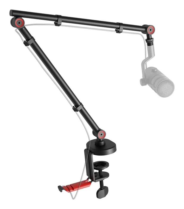 Genesis Thulium 500 (NGM-2156) - Brazo de Micrófono con Base de Escritorio, Colgador para Auriculares y Roscas 3/8", 5/8", 1/4" - Negro