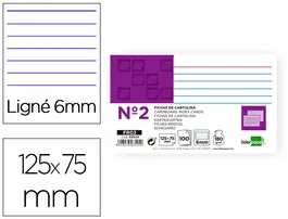 Liderpapel Ficha Rayada Nº2 75x125 mm 180gr Paquete de 100 Unidades