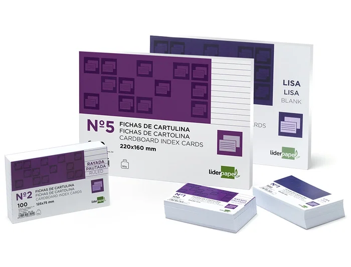 Liderpapel Ficha Rayada Nº2 75x125 mm 180gr Paquete de 100 Unidades