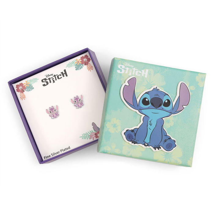 PEERS HARDY Pendientes Angel Stitch Disney Bañados en Plata con Circonita Cúbica