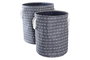 DKD Home Decor Cesta Azul Marino Blanco Poliéster Set de 2 Unidades 38 x 47 x 38 cm