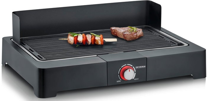 Severin PG8567 Barbacoa de mesa eléctrica con tanque de agua de humo, 2,200 W