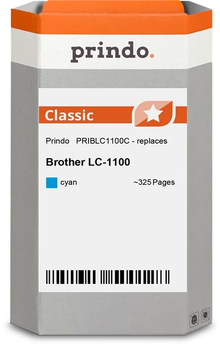 Prindo Classic Cartucho de tinta cian compatible con Brother LC1100C Prindo Classic Cartucho de tinta cian compatible con Brother LC1100C