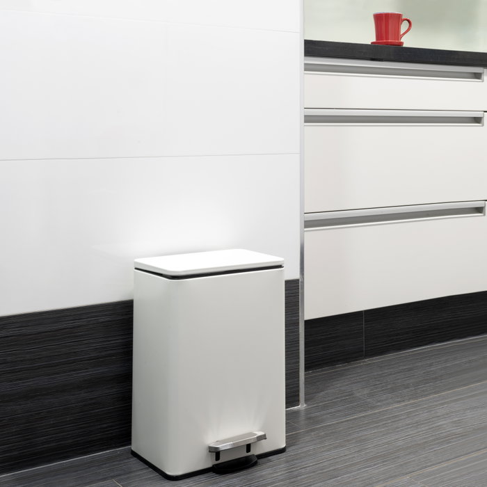 Emuca Contenedor de basura Recycle rectangular de 12 litros en blanco mate