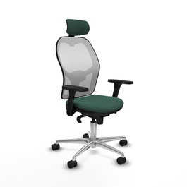 PIQUERAS Y CRESPO Silla de oficina Jorquera con mecanismo Sincro, Verde botella y Blanco