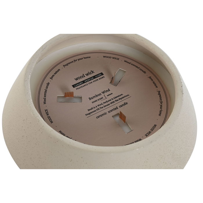 DKD Home Decor Vela de Gres Bambú Beige 18x18x9,5 cm