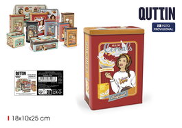 Quttin Bote Metal Cereales 18 cm x 10 cm x 25 cm (12 Unidades)