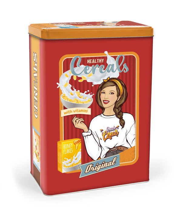 Quttin Bote Metal Cereales 18 cm x 10 cm x 25 cm (12 Unidades)