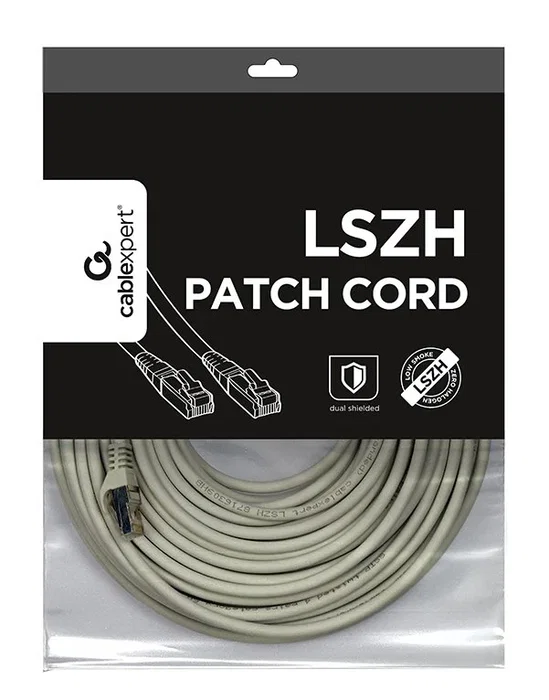 Gembird PP6A-LSZHCU-30M Cable de red Ethernet Cat6a S/FTP (S-STP) 30 Metros Gris, Blindado, Conectores RJ-45 Macho, Contactos en Oro, Cable LAN