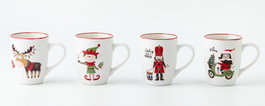 DKD Home Decor Mug Navidad Fantasia 12 Unidades Rojo Verde Blanco 12x8x10,5 cm 340 ml Apto Microondas
