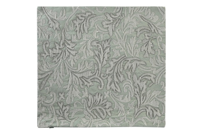 DKD Home Decor Funda Cojin Verde 50x50 cm Algodon Poliester Floral Cierre Cremallera Oculta