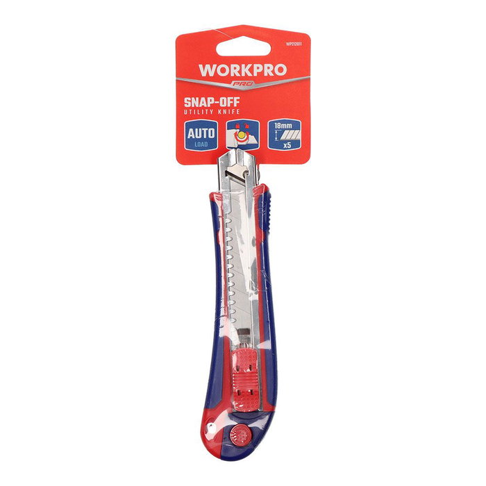 Workpro Cúter de Carga Automática 18 mm con 5 Cuchillas Autocargables Workpro Cúter de Carga Automática 18 mm con 5 Cuchillas Autocargables