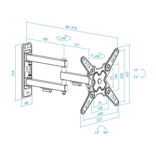 Tooq Soporte de Pared Articulado LP1345TN-B para Pantallas 13-43 Pulgadas