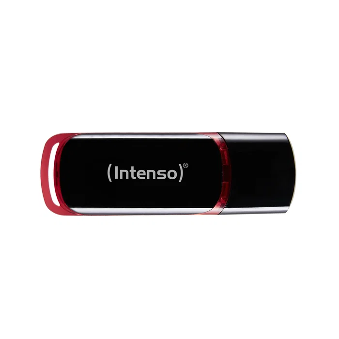 Intenso Pendrive USB 64GB USB 2.0 con Tapa - Lectura 28 MB/s, Negro y Rojo