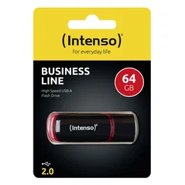Intenso Pendrive USB 64GB USB 2.0 con Tapa - Lectura 28 MB/s, Negro y Rojo