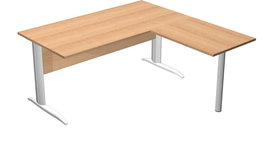 Artexport Mesa de Escritorio Presto con Patas Metálicas y Ala Lateral 79x60 cm, Tablero de Roble 160x80 cm, Bordes Antigolpes ABS