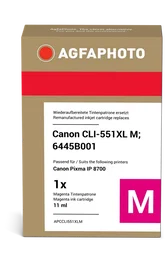 Agfa Photo Cartucho de Tinta Magenta Compatible Canon CLI-551M XL (6445B001)