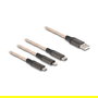 DeLOCK Cable USB de Carga RGB 3 en 1 Tipo-A a Lightning, Micro USB y USB Tipo-C 1.20 m para Múltiples Dispositivos