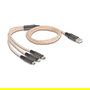 DeLOCK Cable USB de Carga RGB 3 en 1 Tipo-A a Lightning, Micro USB y USB Tipo-C 1.20 m para Múltiples Dispositivos