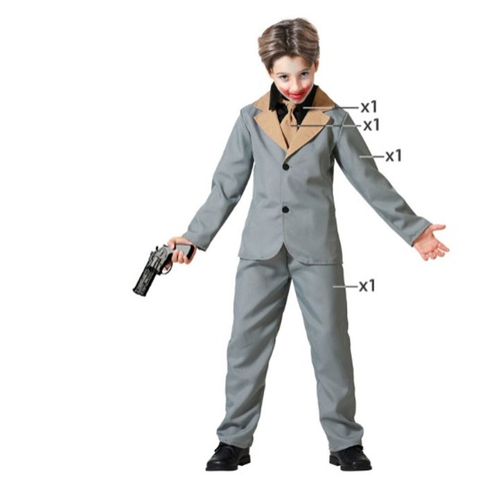Disfraz Payaso Gris con Chaqueta y Corbata para Niño 7-9 Años