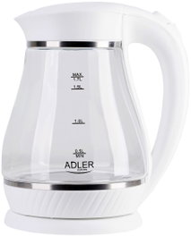 Adler AD 1274 Hervidor de Cristal Blanco 1.7L 2200W