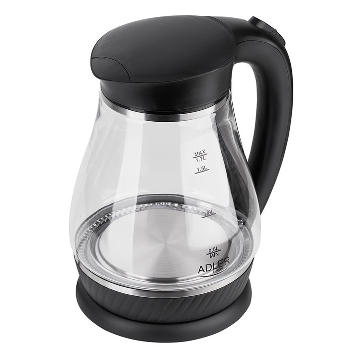 Adler Hervidor de Cristal 1.7L 2200W - Hervidor Eléctrico de Agua con Capacidad 1.7 Litros y 2200W de Potencia