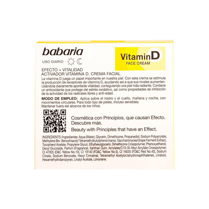 Babaria Crema Facial Hidratante con Vitamina D, Vitalidad y Luminosidad, 50 ml Babaria Crema Facial Hidratante con Vitamina D, Vitalidad y Luminosidad, 50 ml