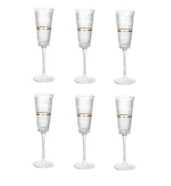 DKD Home Decor Set de 6 Copas de Cristal Rayado 200ml