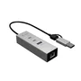 I-tec Hub USB-C/USB-A Metálico con 2x USB-C, 1x USB-A y 2,5G LAN Plata