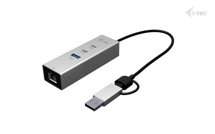 I-tec Hub USB-C/USB-A Metálico con 2x USB-C, 1x USB-A y 2,5G LAN Plata