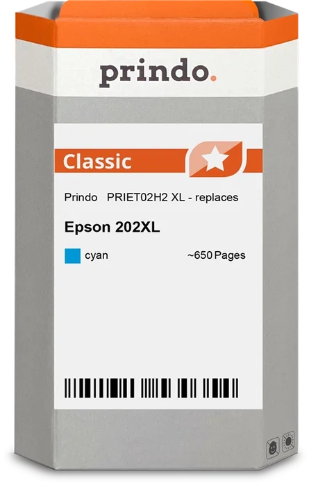 Prindo Classic XL Cartucho de tinta cian compatible con Epson 202XL Prindo Classic XL Cartucho de tinta cian compatible con Epson 202XL