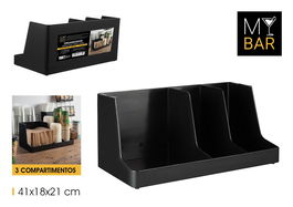 My Bar Organizador de Servilletas, Tapas y Vasos con 3 Secciones - 41 cm (Ancho) x 21 cm (Largo) x 19 cm (Alto) (6 Unidades)