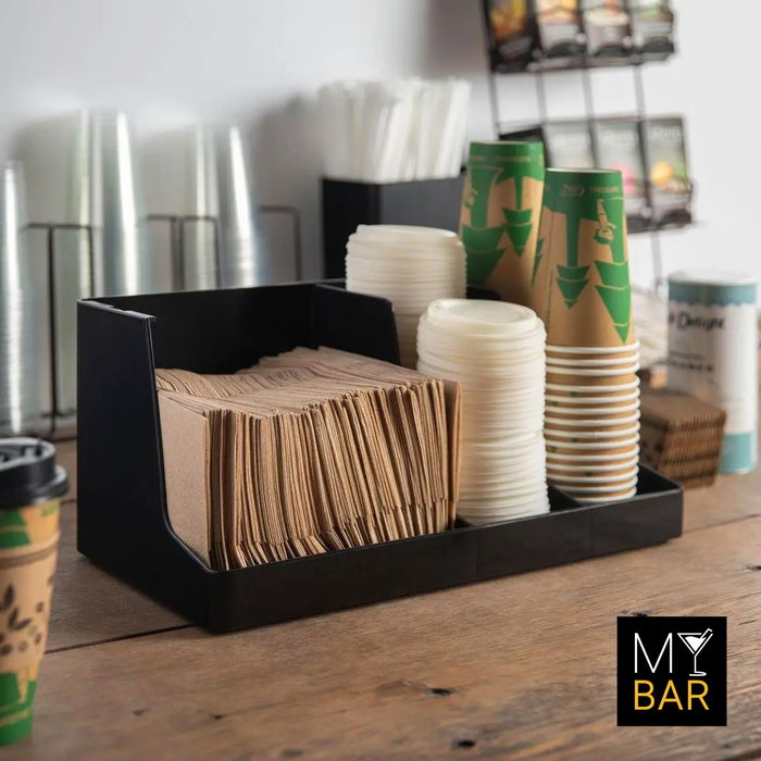 My Bar Organizador de Servilletas, Tapas y Vasos con 3 Secciones - 41 cm (Ancho) x 21 cm (Largo) x 19 cm (Alto) (6 Unidades)