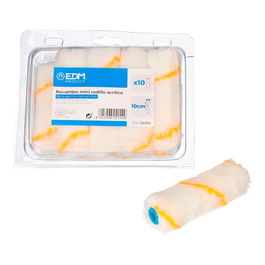 Edm Recambio Mini Rodillo Acrilico 110 mm 10 Unidades Pelo Largo para Fachadas y Muros de Cemento