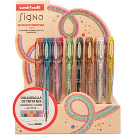 UNI-BALL Signo Sparkling UM-120SP Bolígrafos de Tinta Gel Glitter Expositor 48 ud