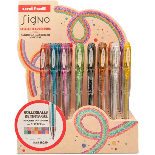 UNI-BALL Signo Sparkling UM-120SP Bolígrafos de Tinta Gel Glitter Expositor 48 ud