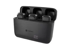 Natec Hopper Micrófono de corbata inalámbrico USB-C con 2 micrófonos, Negro