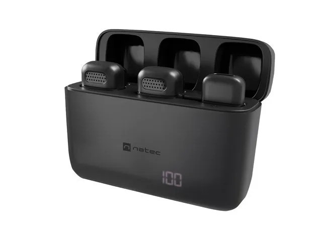 Natec Hopper Micrófono de corbata inalámbrico USB-C con 2 micrófonos, Negro Natec Hopper Micrófono de corbata inalámbrico USB-C con 2 micrófonos, Negro