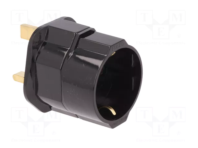 GOOBAY Adaptador de viaje con conector con toma de tierra, negro