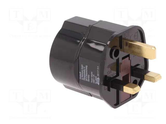 GOOBAY Adaptador de viaje con conector con toma de tierra, negro