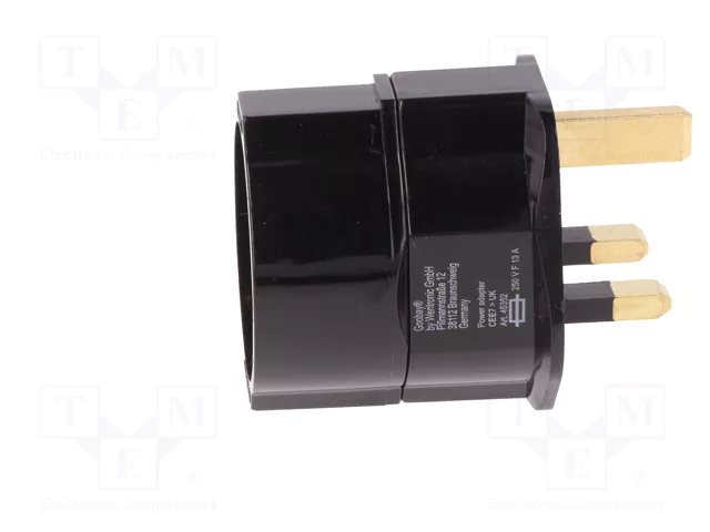 GOOBAY Adaptador de viaje con conector con toma de tierra, negro