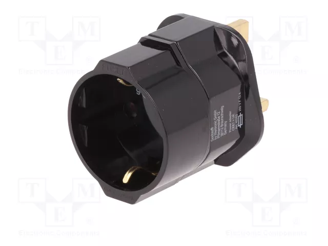GOOBAY Adaptador de viaje con conector con toma de tierra, negro