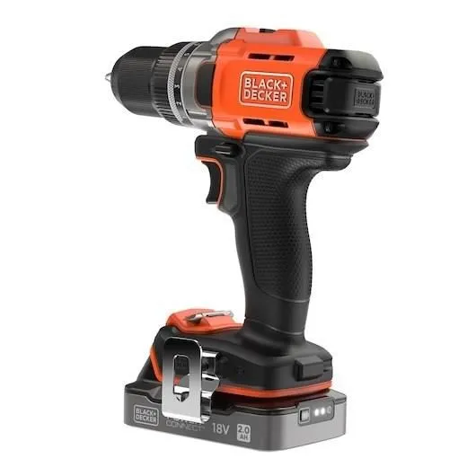 Black + Decker Taladro Atornillador Inalámbrico 18V BCD382D2XK-QW con 2 Baterías 2Ah y Cargador, Incluye Estuche de Transporte