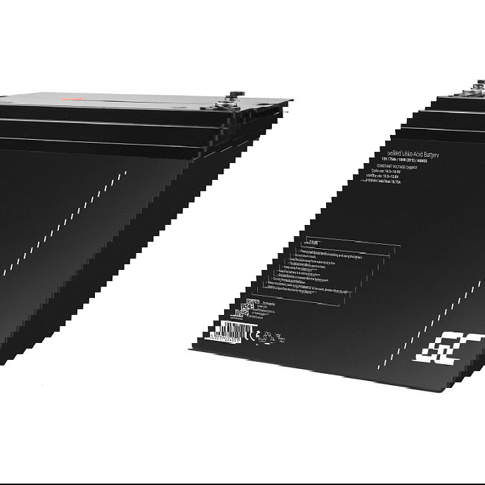 Green Cell AGM25 Batería Plomo-Ácido Sellada (VRLA), 12 V, 75 Ah, 21.3 kg, Negro, 5 Años