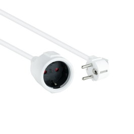NANOCABLE Cable de Alimentacion Alargador, Blanco, 3 m, 3 m, Interior, Type F (CEE 7/4), Angular, 1,5 mm², Blanco
